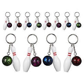 48 pcs  Mini Bowling Keychains Exquisite Hanging Key Rings Sports Match Souvenirs Bowling Pendants