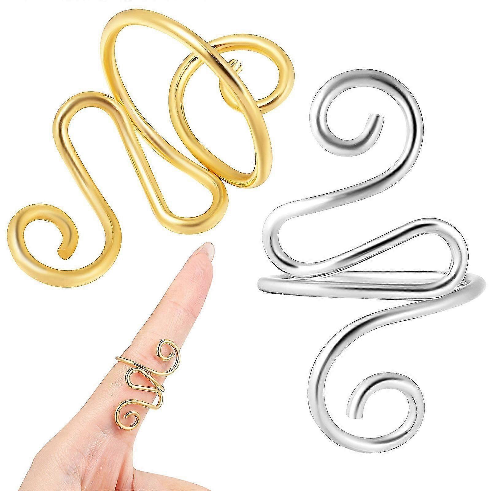 Adjustable Crochet Rings Yarn Guide Tools For Knitting Projects Silver 2Pcs