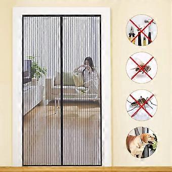 Puerta magnética de red 90x210cm MYCARBON Cortina repelente de mosquitos Tira adhesiva de cierre automático Malla ultrafina Fácil instalación sin herramientas , negro