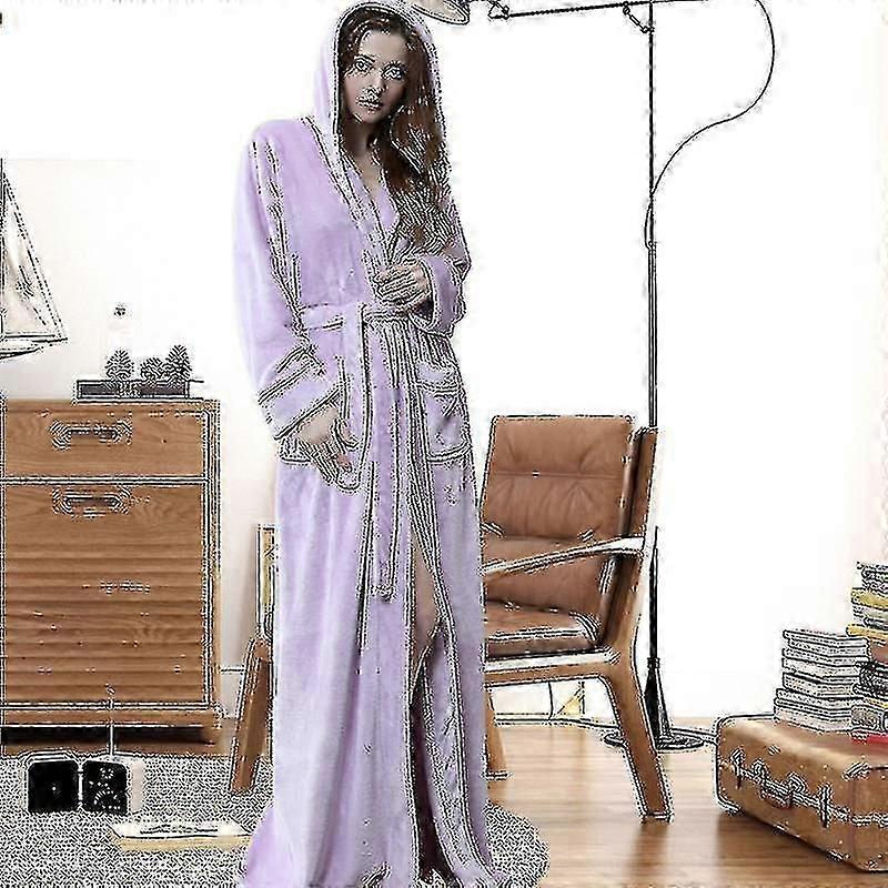 thick winter dressing gown Loose Long Thick Bath Robe Hooded Winter Thick Women Bathrobe Plush Fleece  Warm Comfortable Sleepwear for Female Dressing Gown