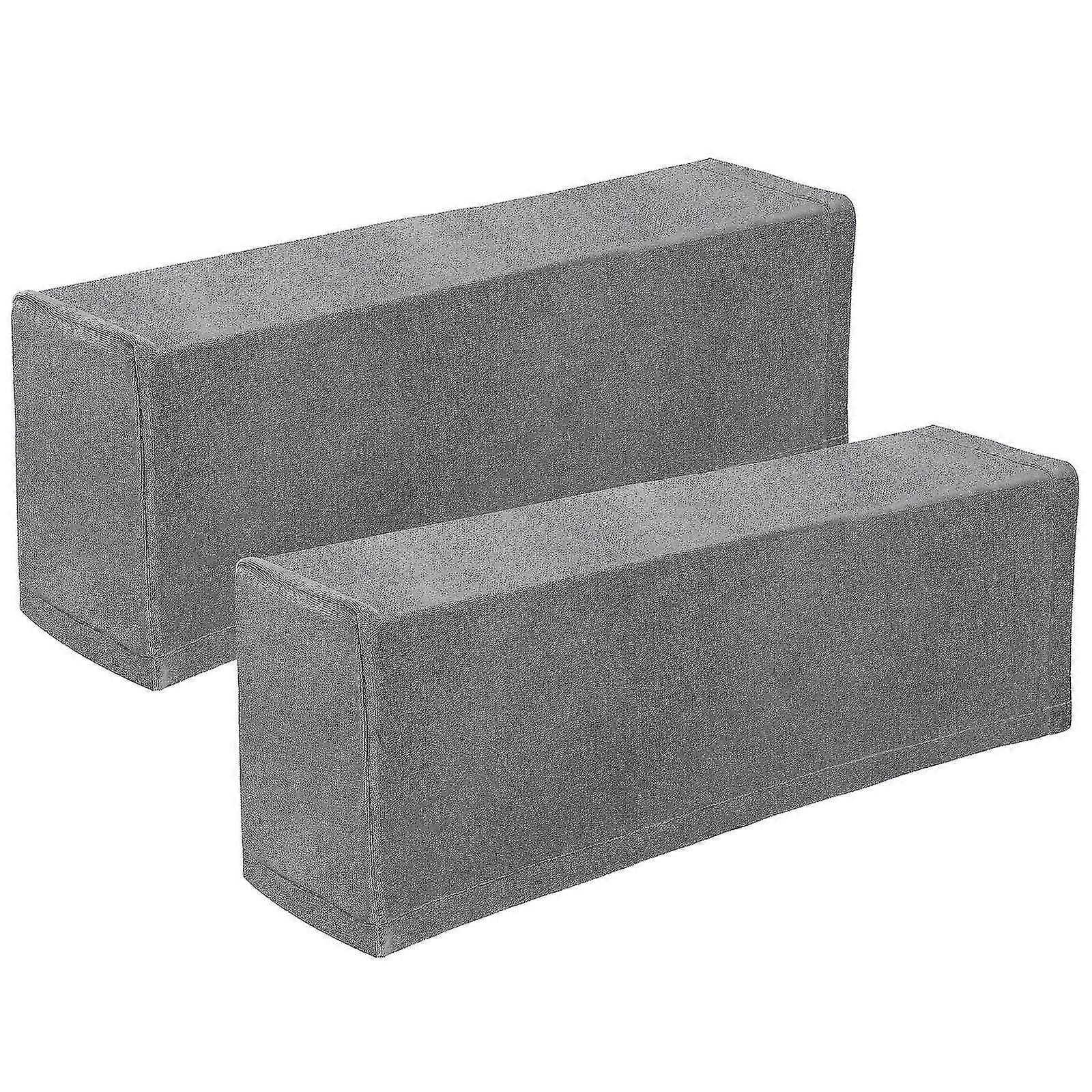 2pcs Universal Sofa Armrest Cover Elastic Armrest Protector Solid Color Armrest Protective Cloth (gris)