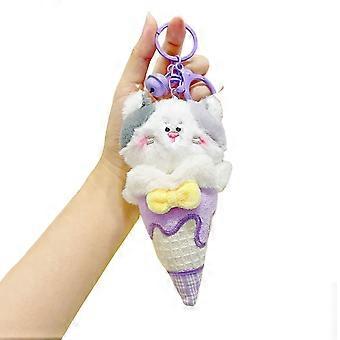Tier Eis Schlüsselanhänger Plüschtier Kegel Puppe Schlüsselanhänger DIY Handtasche Anhänger Rucksack Dekoration Kinder Erwachsene Geburtstagsgeschenk