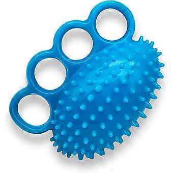 Blå handgreppsstärkare med fingerringar Mjuk töjbar Spikey Ball Trainer för finger- och handträning