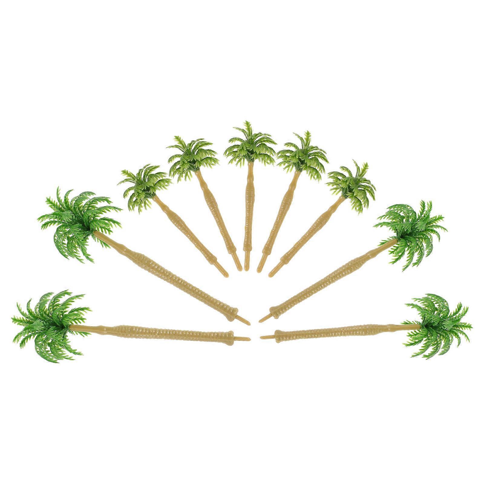 Plastic Coconut Tree Model Mini Palm Trees for Decoration 9Pcs Set