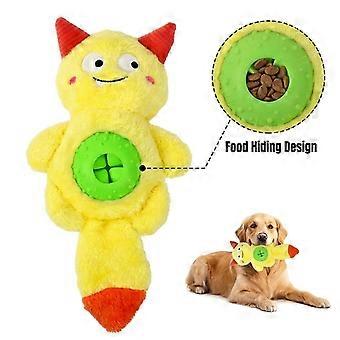 Squeaky Plush Dog Toy with Treat Dispenser, Monster Teething Chew Toy, Durable Interactive Crinkle Toy for Anxiety Relief, Training Gift for Small to 