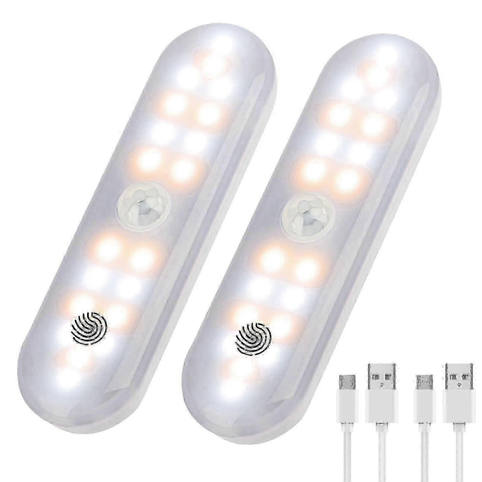 2-Pack USB Rechargeable Motion Sensor Under Cabinet Lights