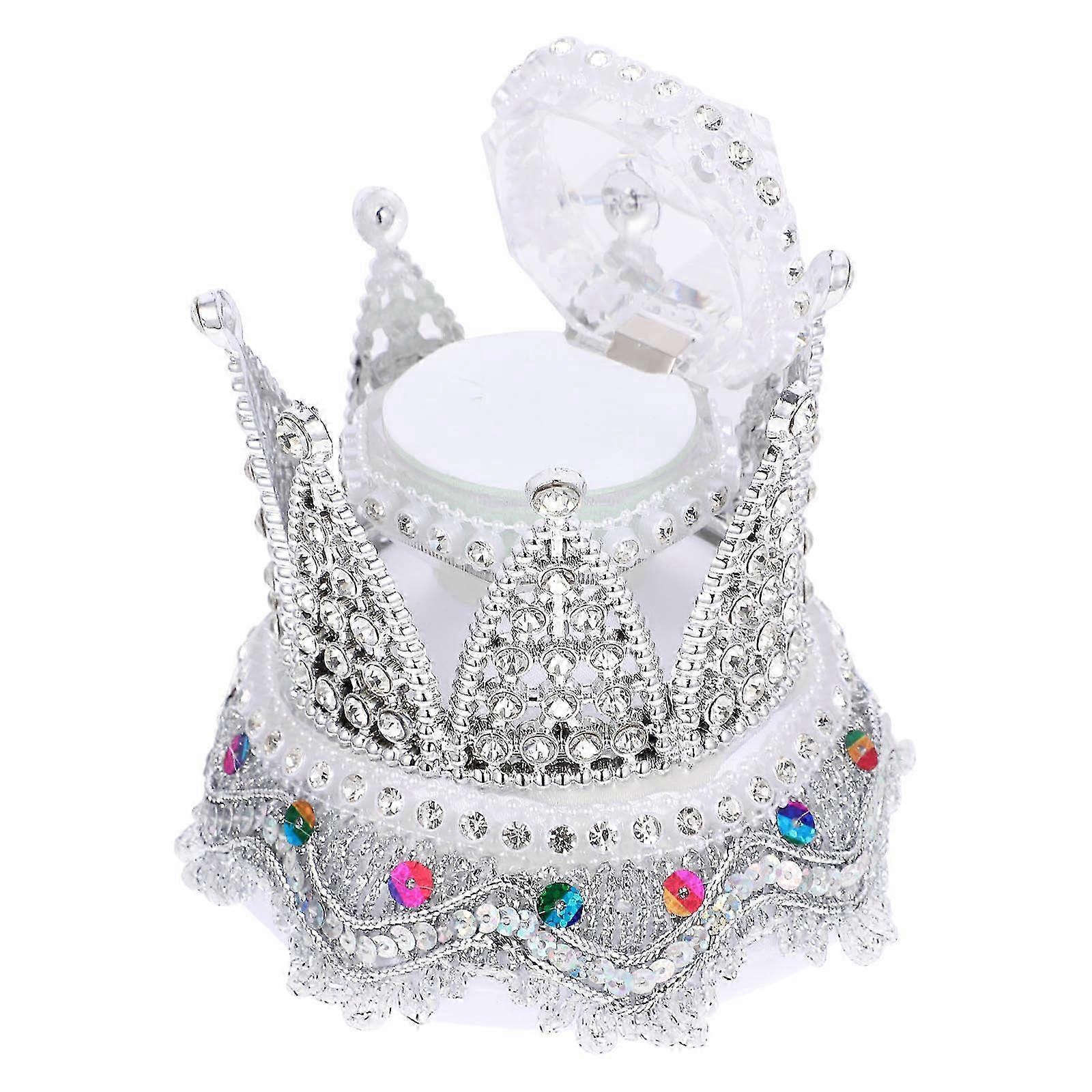 Wedding Ring Box Crown Shaped for Ring Storage Silver