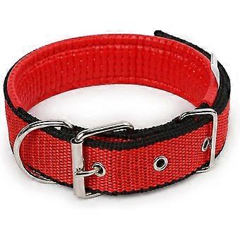 Dog Nylon Comfort Collar, Adjustable 1.5 X 45cm Small Size, Red Black, Skin-friendly Non-toxic, Durable for Walking Training