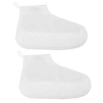 Reusable Waterproof Silicone Shoe Covers with Anti Slip Sole Grip for Rainy Days Outdoor White