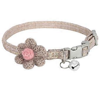 Collier de cochon pour animaux de compagnie Collier en polyester mignon réglable pour animaux de compagnie avec fleur artificielle et couleur BellCoffee