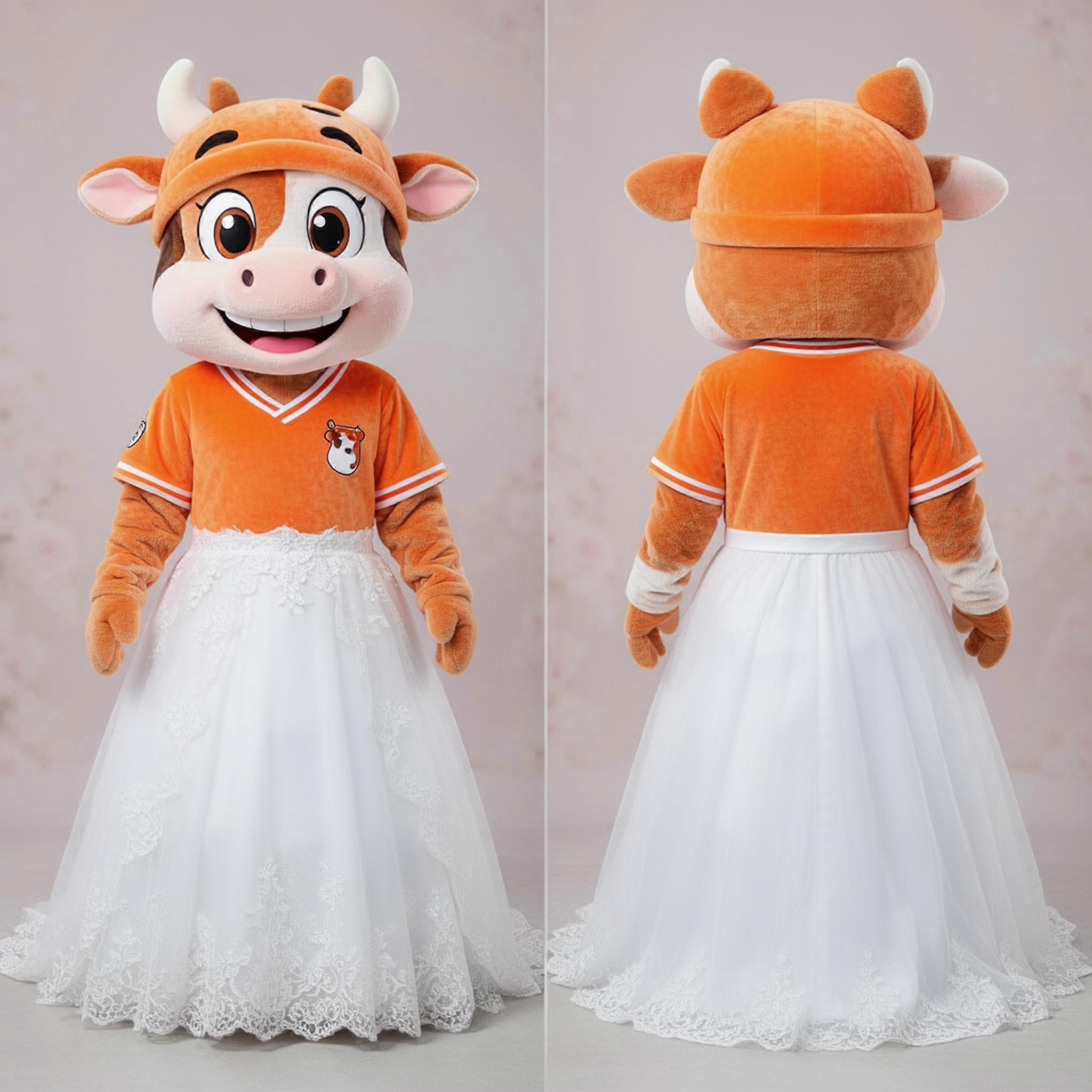 MASTICOT Orange Flowing Jersey Cow Mascot