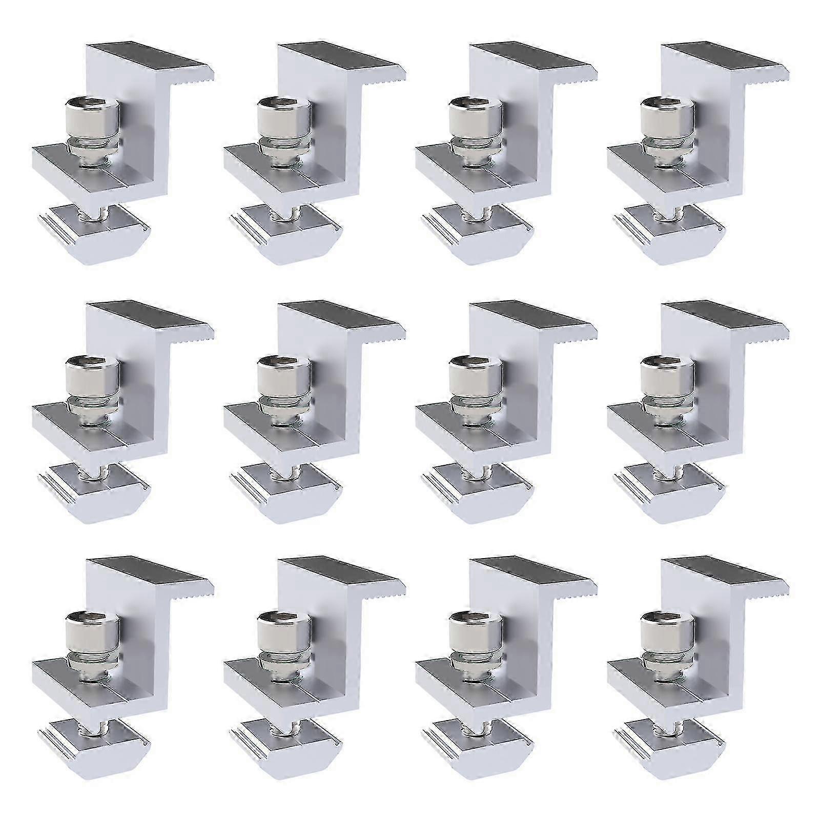 12 Pcs Aluminum Adjustable Solar End Clamp Solar Panel Mounting Bracket Durable