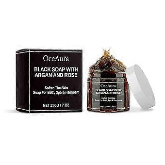 Argan & Rose Black Soap - Deep Cleansing, Moisturizing & Exfoliating Body Wash with Hyaluronic Acid_xcz