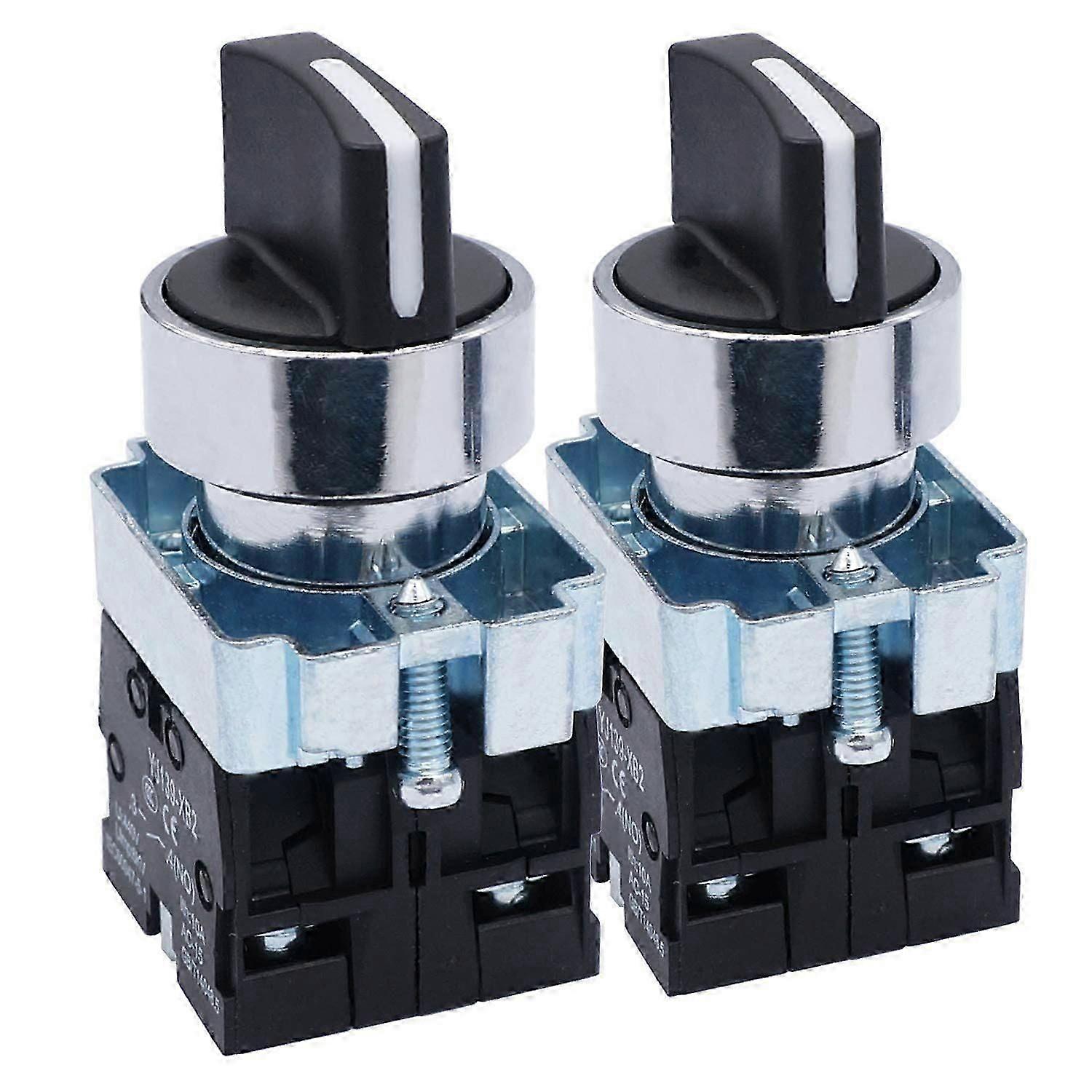 2NO 3-Position Locking Selector Rotary Switch, 22mm 440V 10A, Model HB2-BD33