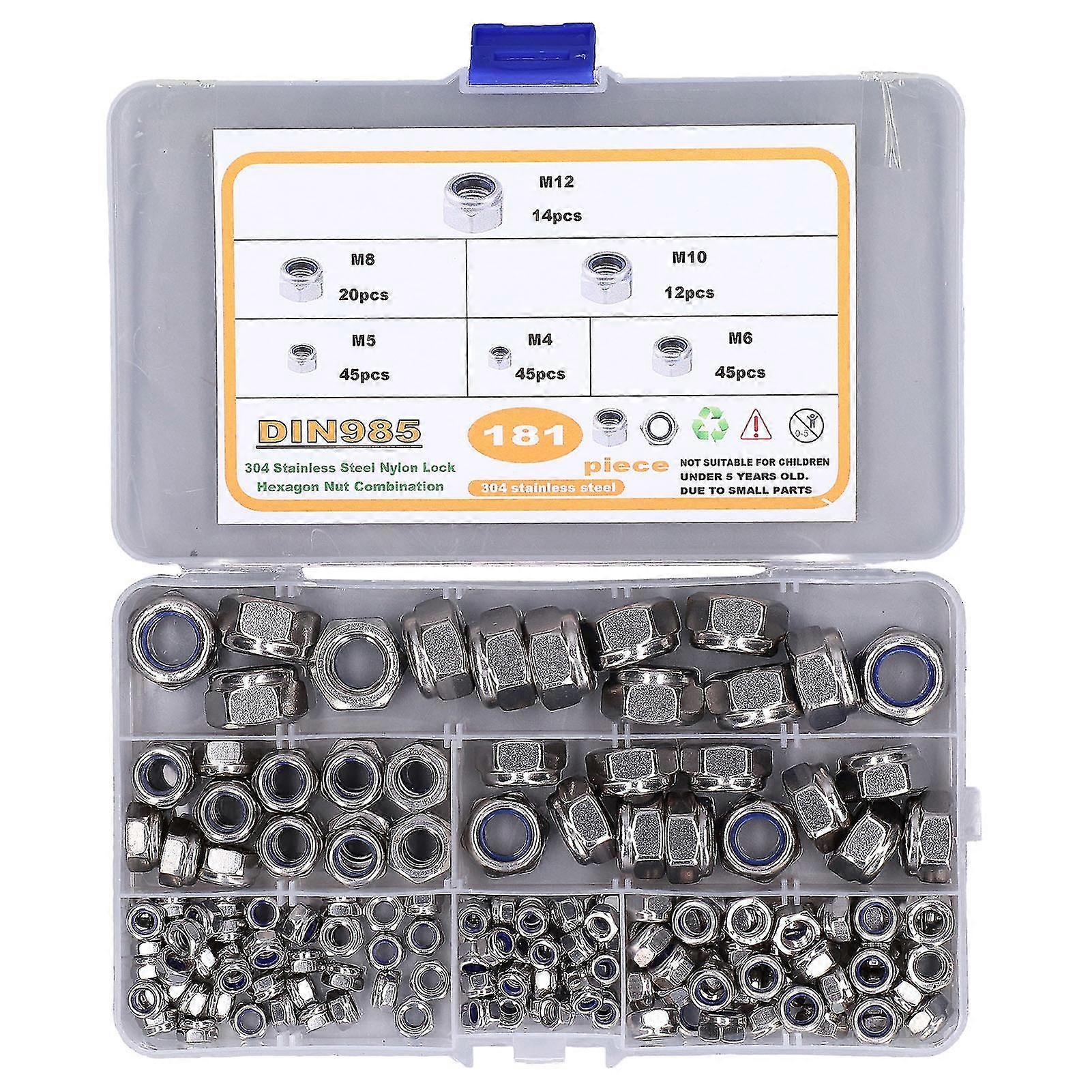 Stainless Steel Nylon Lock Nuts Set