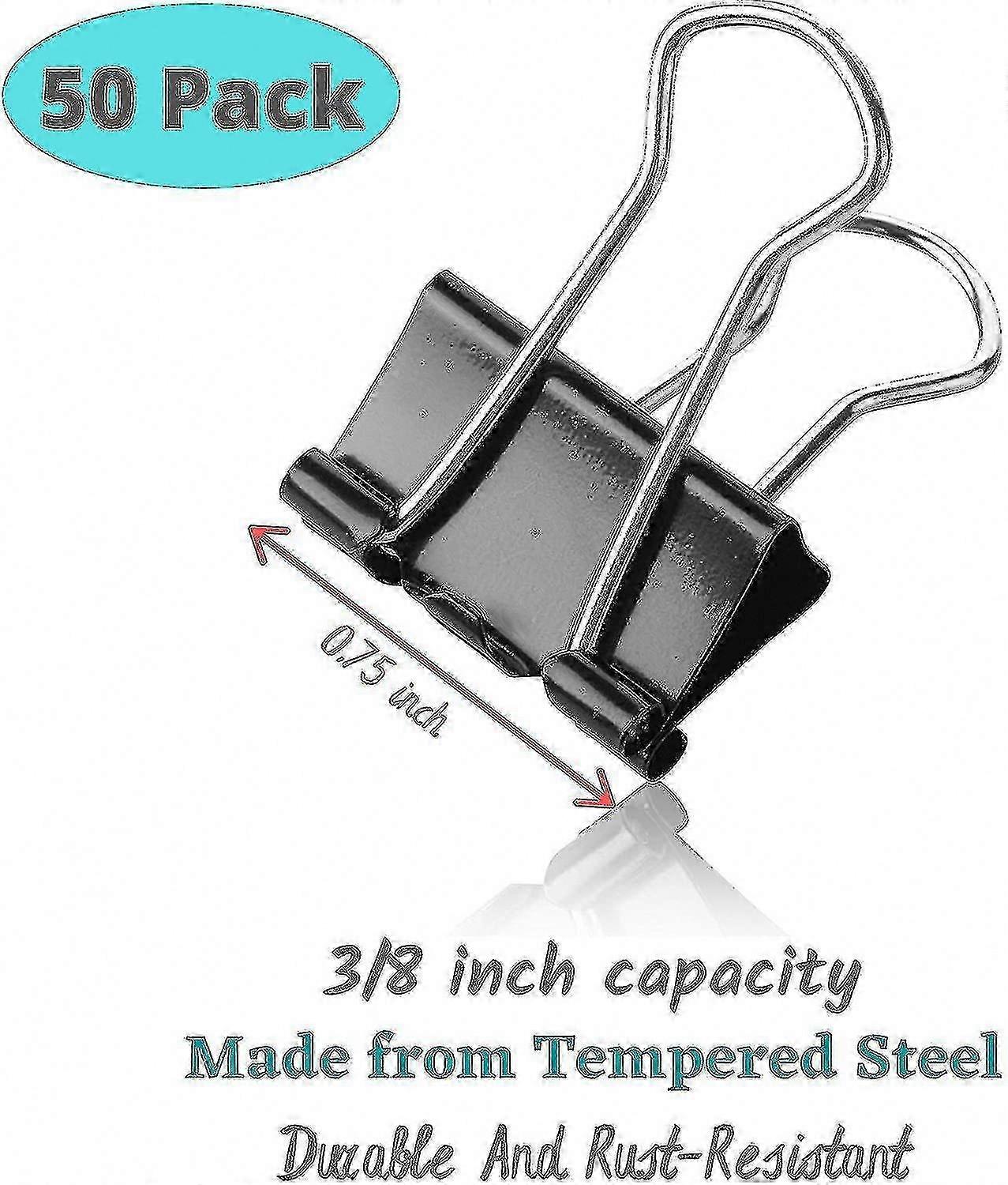 Secure Paper Organization Binder Clips, 0.75 Inch, 50 Pack, S Clips