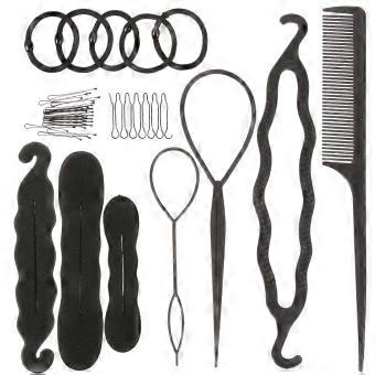 Hair Braiding Tools Hair Bun Makers for Styling 1Set Black Plastic Kit