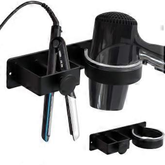 Black Stainless Steel Hair Dryer Holder Wall Mounted, Adhesive Hair Tool Organizer for Bathroom, SpaceSaving Design