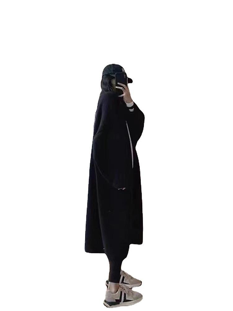 كارديجان محبوك متوسط الطول فوق الركبة للنساء 2023 الخريف والشتاء على الطراز الكوري فضفاض الرجعية كسول سترة معطف الموضة