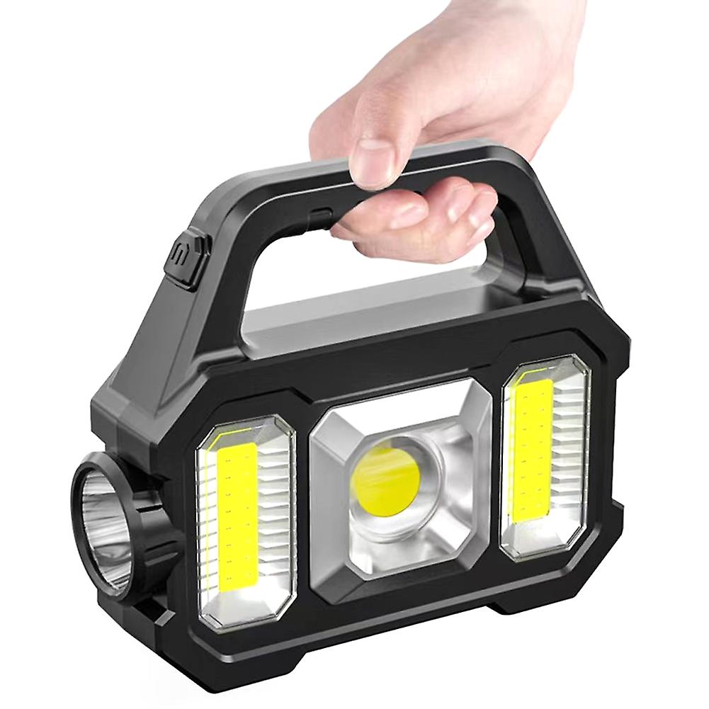 Multifunctional Searchlight Outdoor Waterproof Solar Charging Treasure Strong Light Flashlight Cob