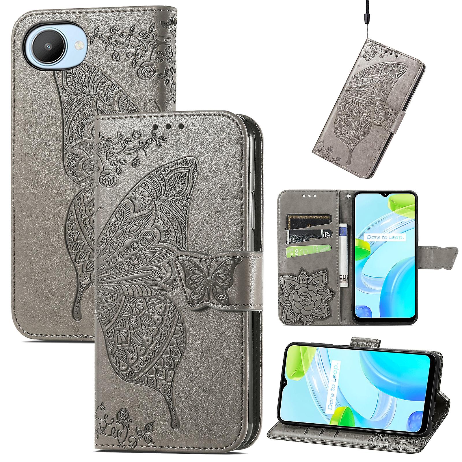 Butterfly Love Flower Leather Case  For Realme C30