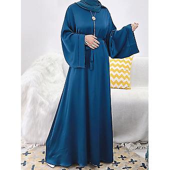 Muslim Abaya Solid Color Islamic Casual Long Dresses For Women Dubai Turkish  Hijab Dress Ramadan Eid Modesty Outfit Satin Robe | Fruugo BE