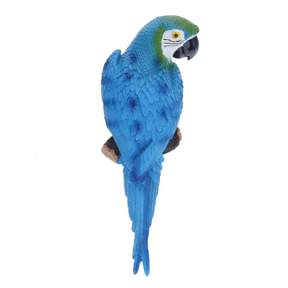 Realistico pappagallo resina uccello animale ornamento appeso 31cm dritto sguardo blu