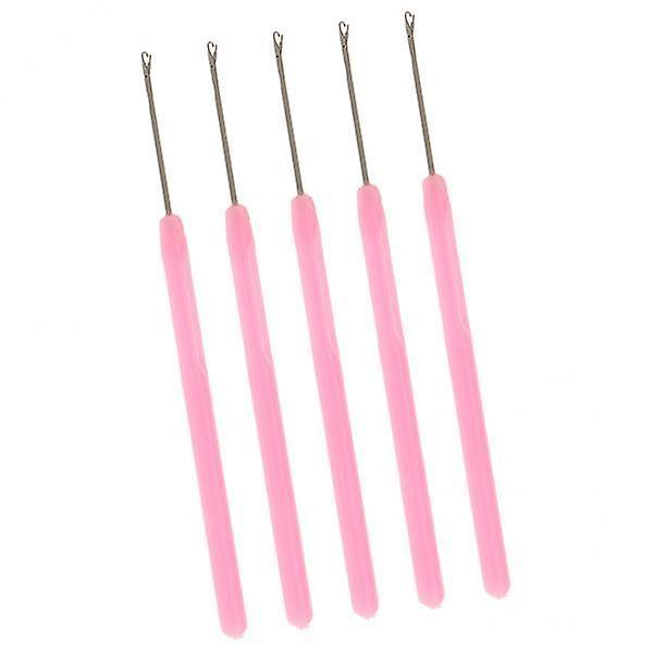 2x5 Pieces Pulling Hook Needle Tools for Micro Ring Hair Extensions Pink