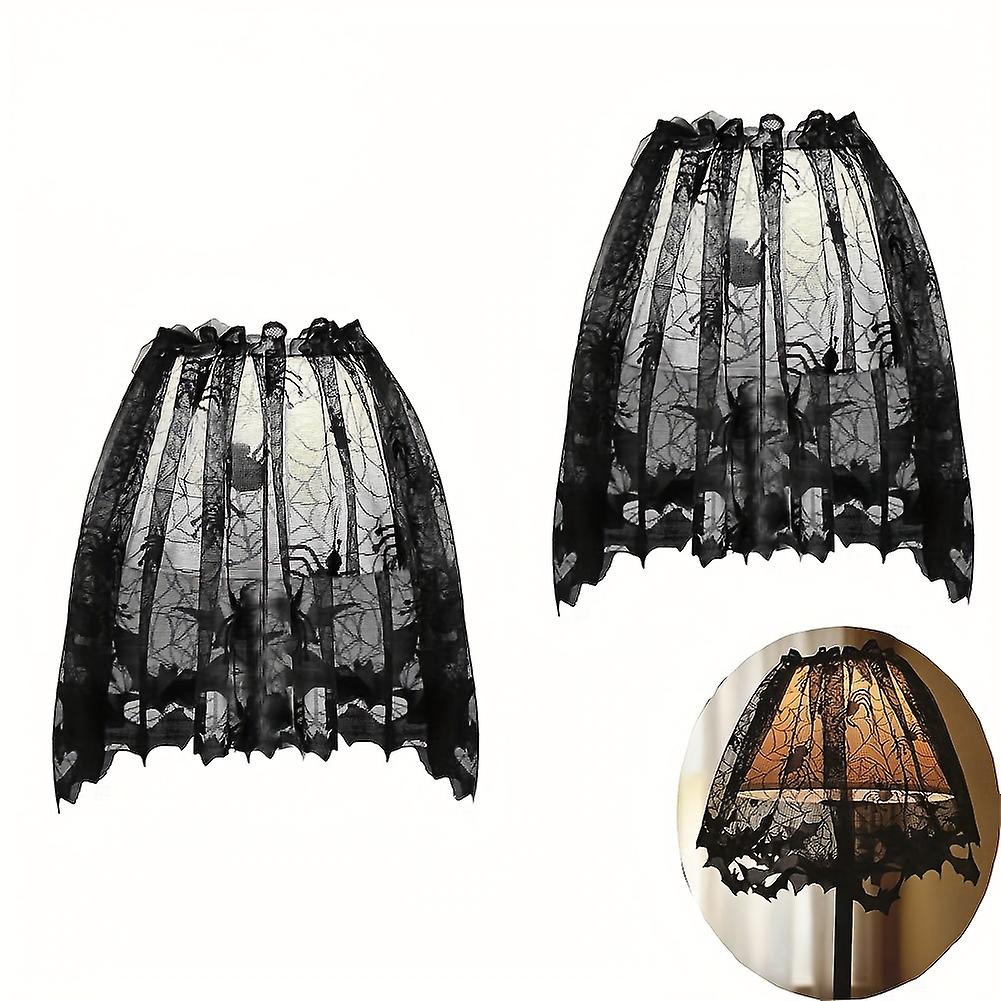 1pcハロウィーンランプシェードカバー(20x 60)ブラックレースリボンスパイダーウェブランプシェードカバートッパースカーフお祝いパーティー屋内装飾用品家の装飾