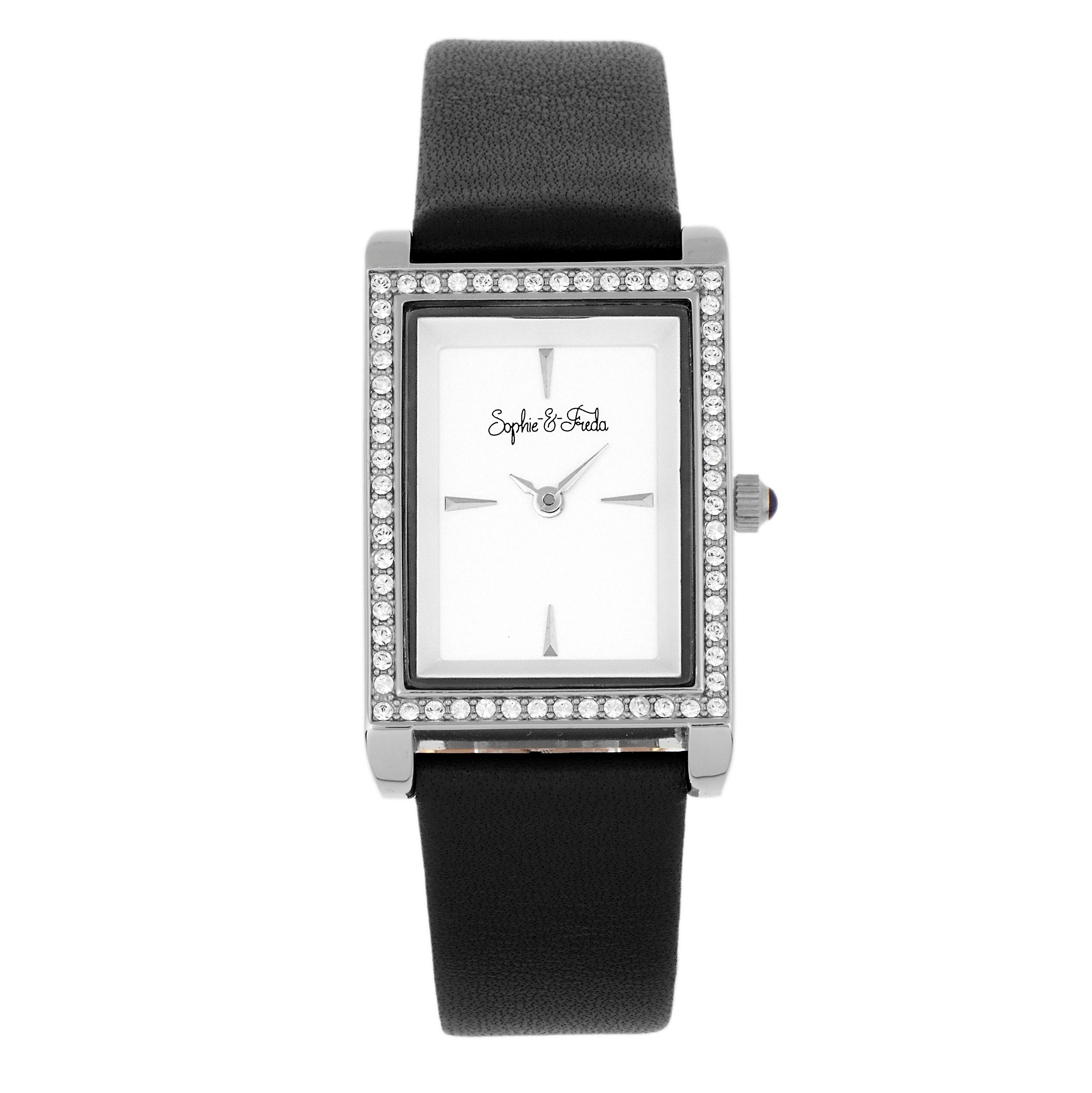 Sophie en Freda Wilmington leder-band horloge w/Swarovski kristallen-zwart