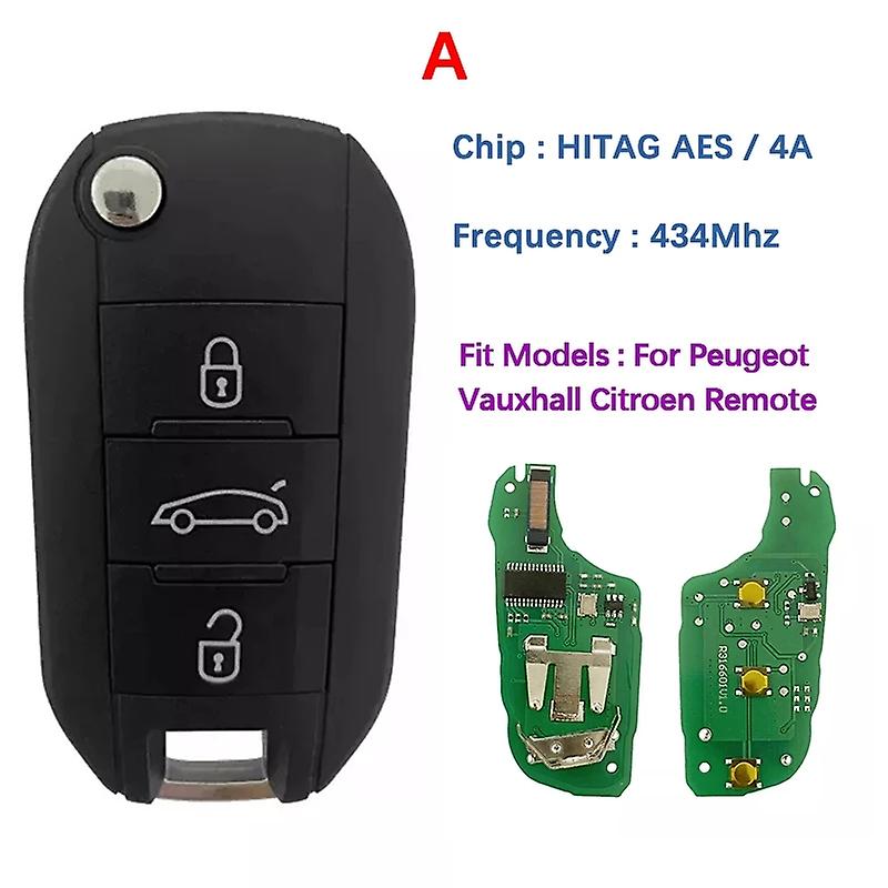 CN009052 Ειδική τιμή για Peugeot Flip Key 4a Chip 3008 Expert 2017-2022 Citroen 433 Mhz Remote 3 Button Smart Remote