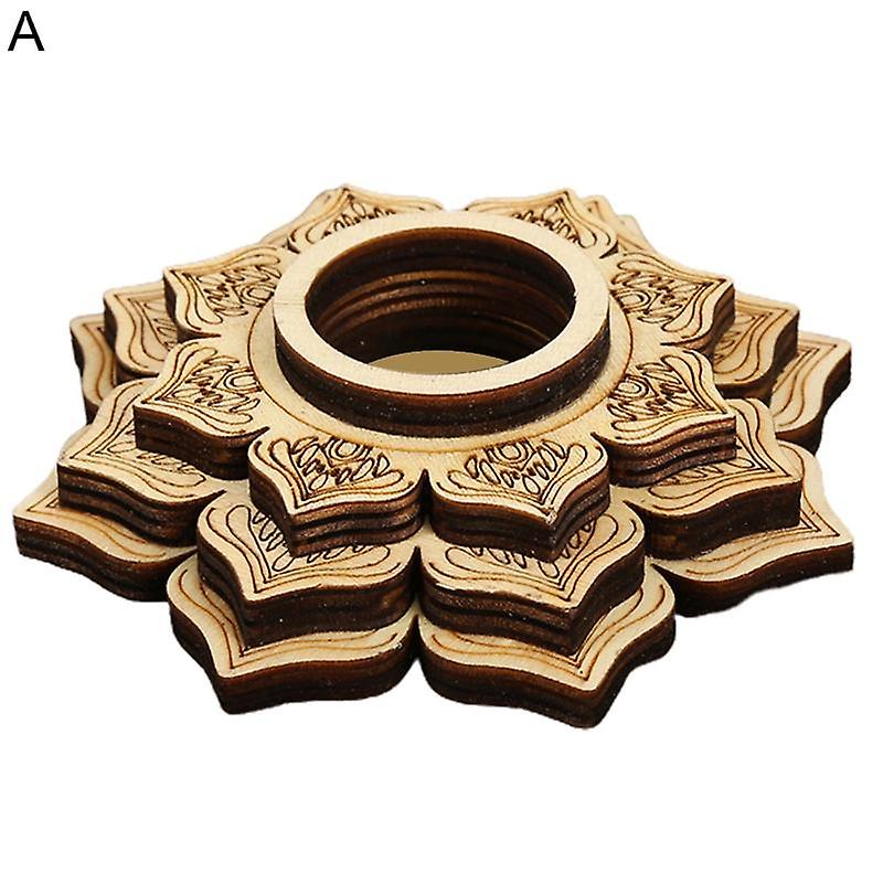 Decorative Lotus Base Soothing Wood Clear Carved Lotus Shape Display Base for Desktop