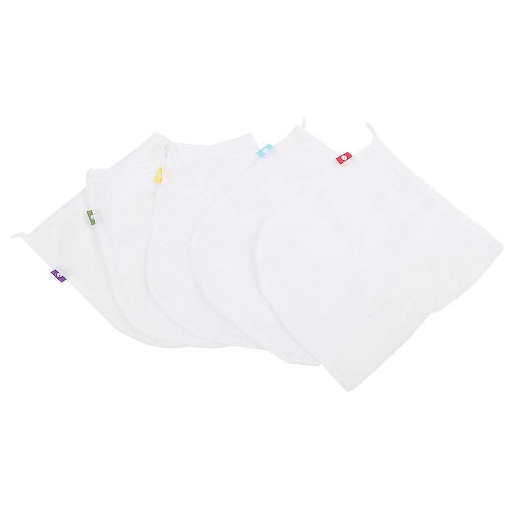 5 Pack Reusable Washable Mesh Drawstring Bags for Garden Fruit and Vegetable Storage