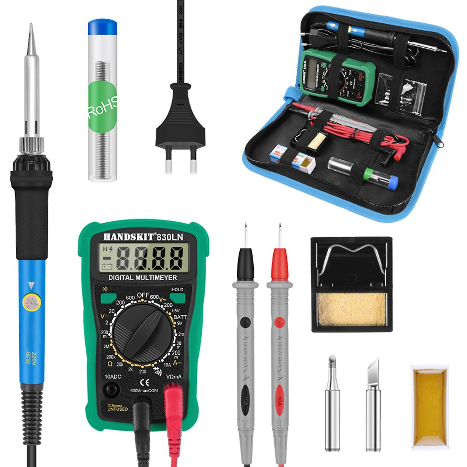 60W Digital 200-450℃ Temperature Adjustable Soldering Iron Kit Electric Multimeter Desoldering Pump