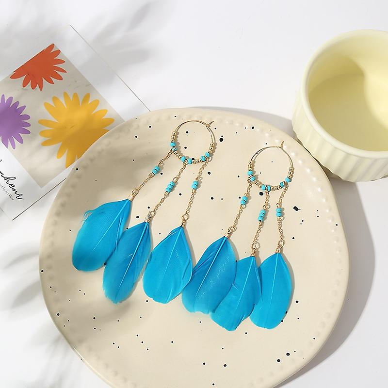 Feather fringed earrings bohemian
