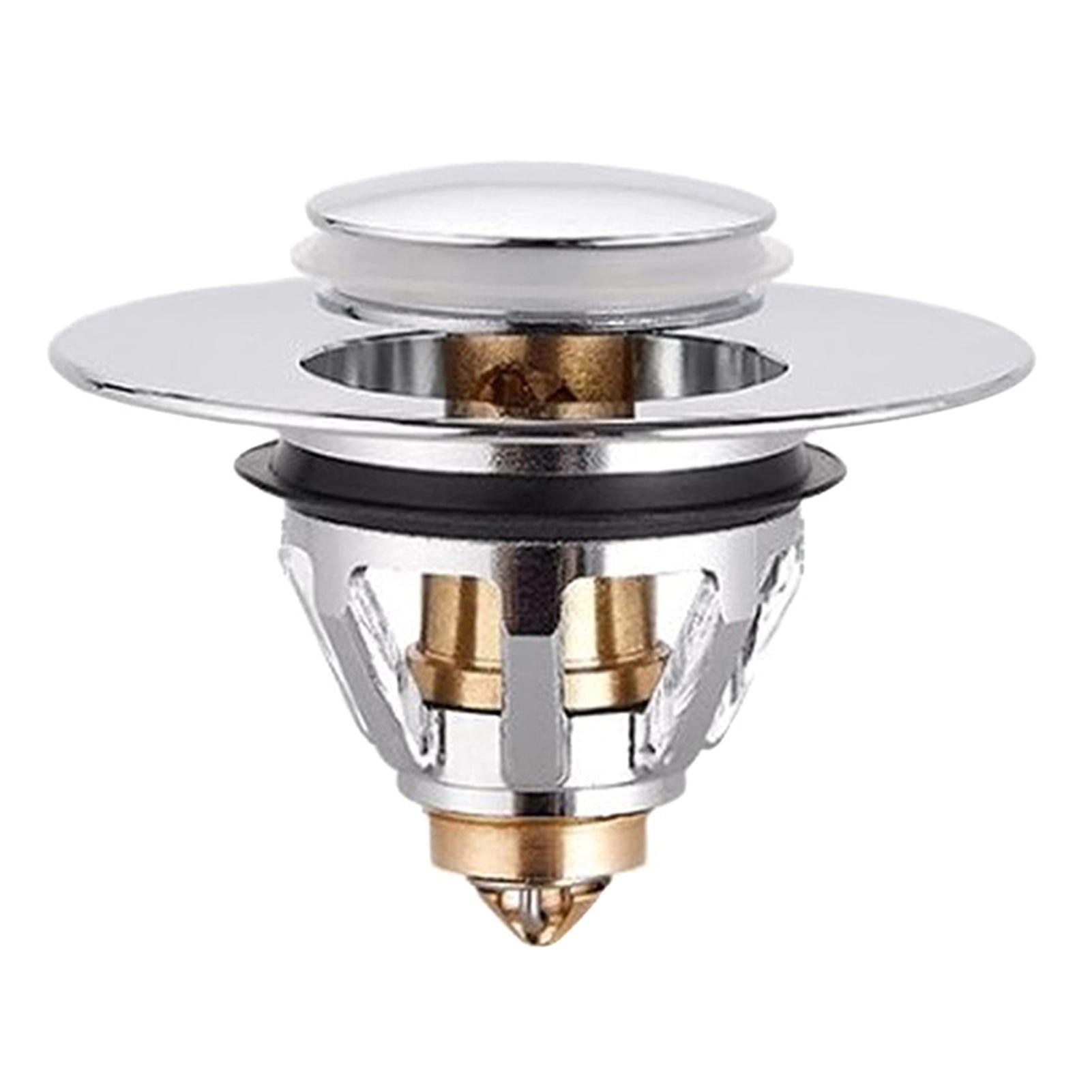 Momihoom Universal Bathroom Sink Stopper - Bounce Wash Basin Drain Filter Brushed Nickel Pop Drain Stopper Bullet Core Push Type Sink Stopper Sink Drai