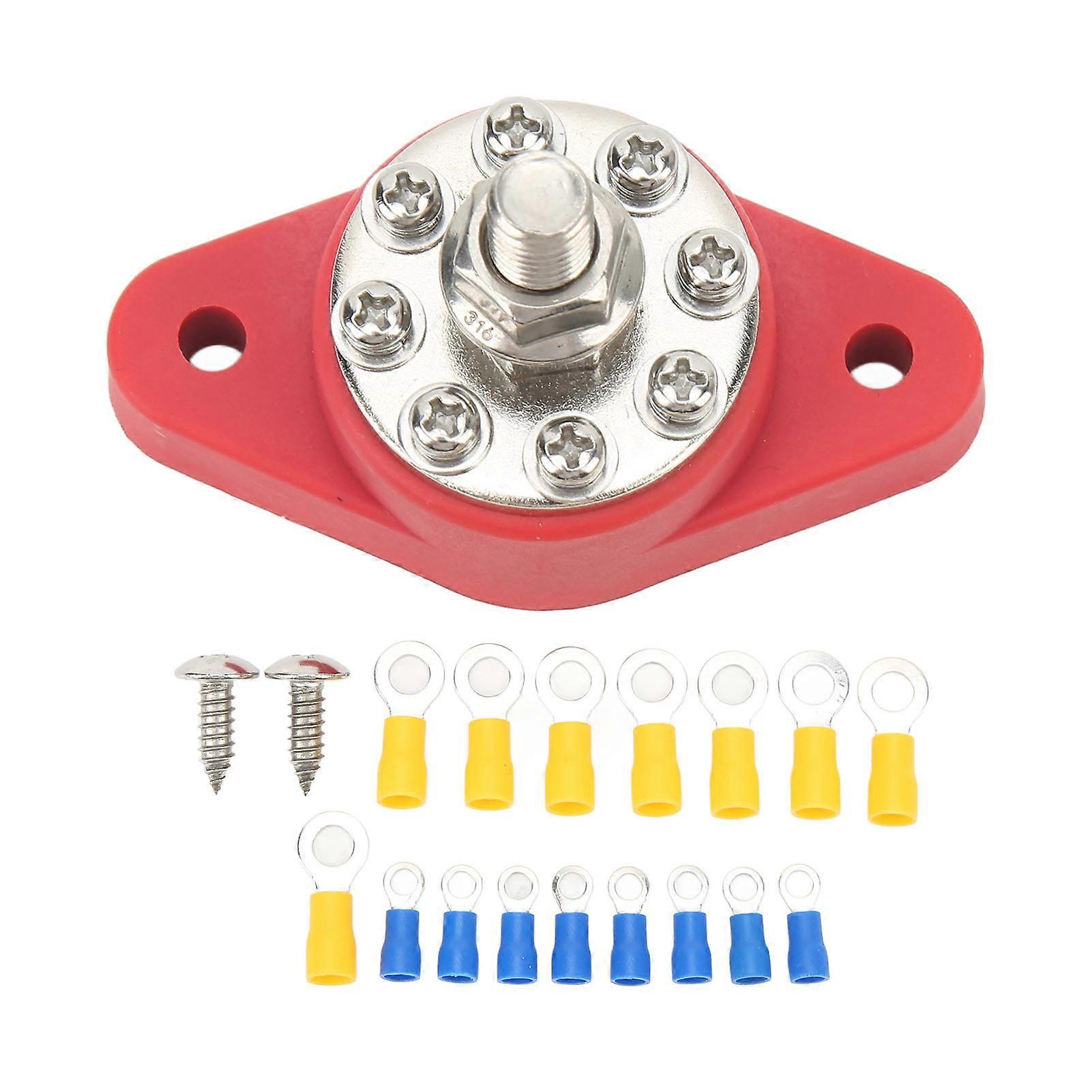 Distribution Junction Post 8 Terminal Block M10 Battery Junction Post for Cars RVs Boats Trucks 12V 48V