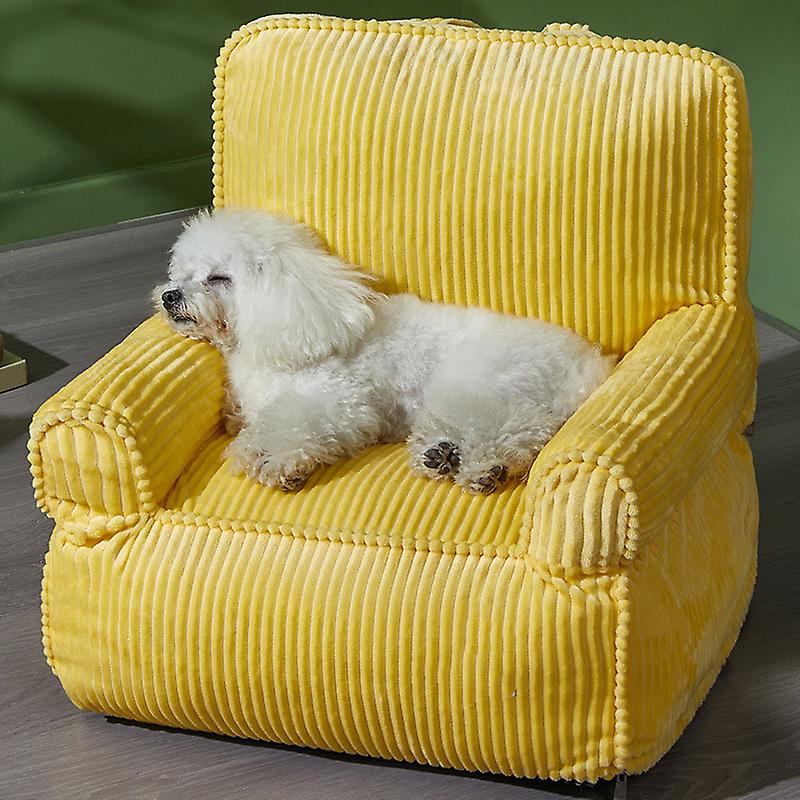 Large Yellow Pet Sofa, Comfortable Washable Folding Cat Couch Bed