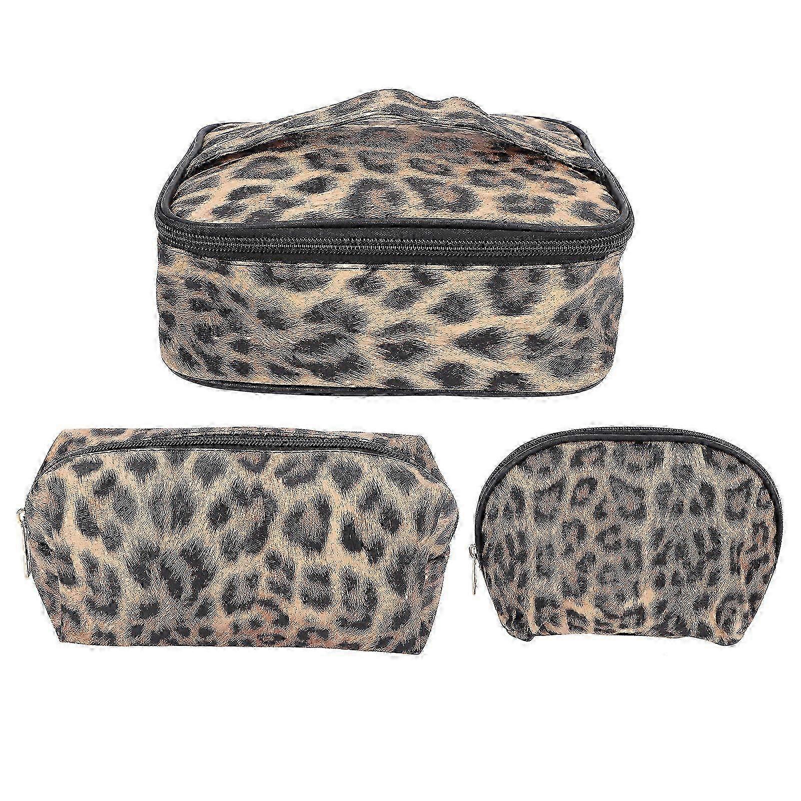 Makeup Storage Bag Set, PU Leather, Waterproof, Zipper Closure, 3pcs