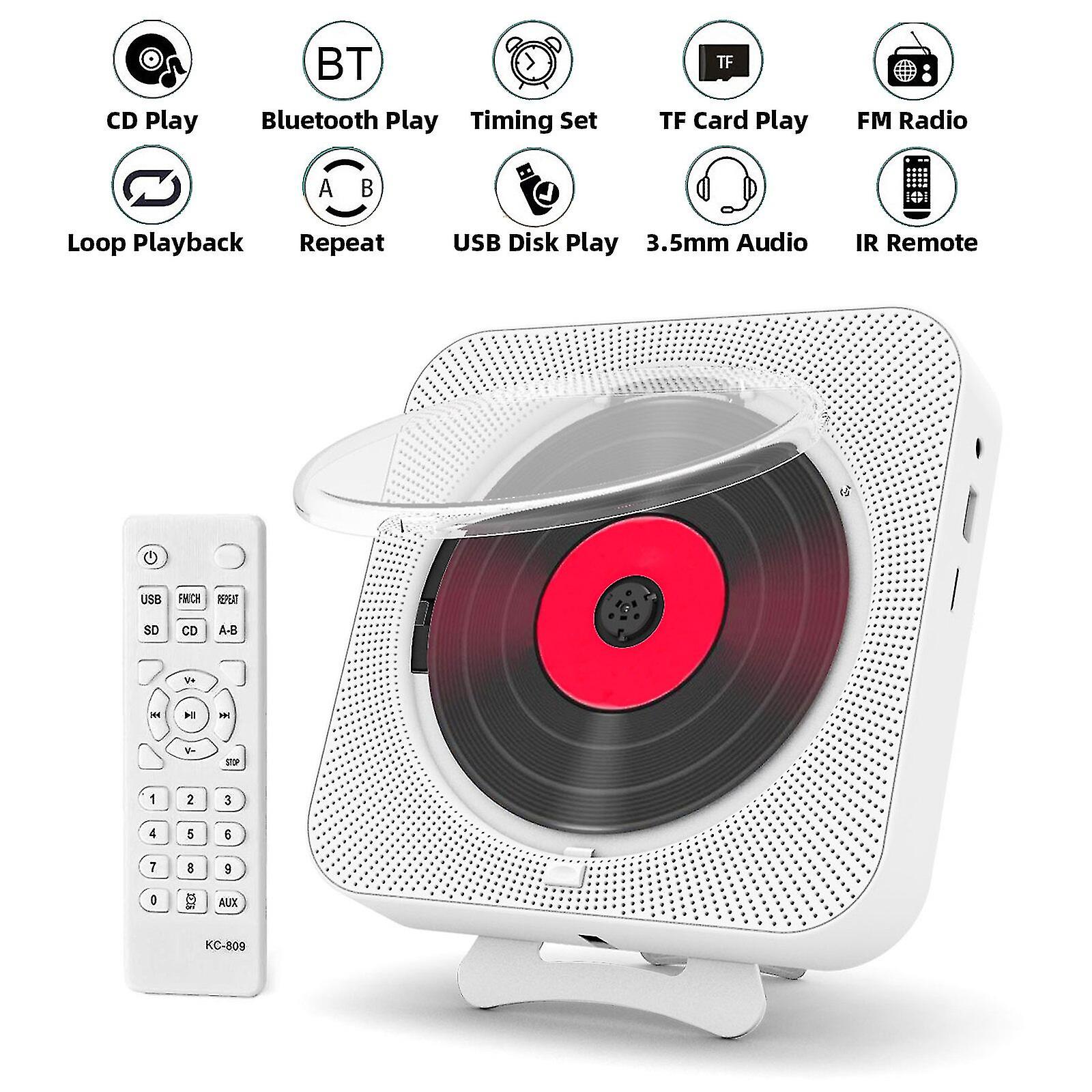 Portable Cd Player Bluetooth Speaker Stereo Led Screen Wall Mountable Music With Ir Remote Control Fm Radio