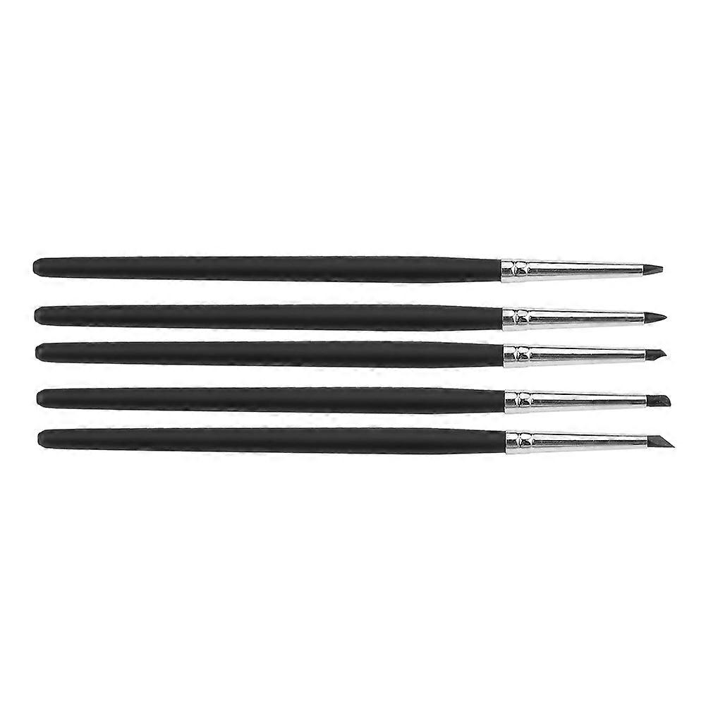 5 Pcs Soft Head Silicone Molding Pens for Pottery and Clay (Black Head)