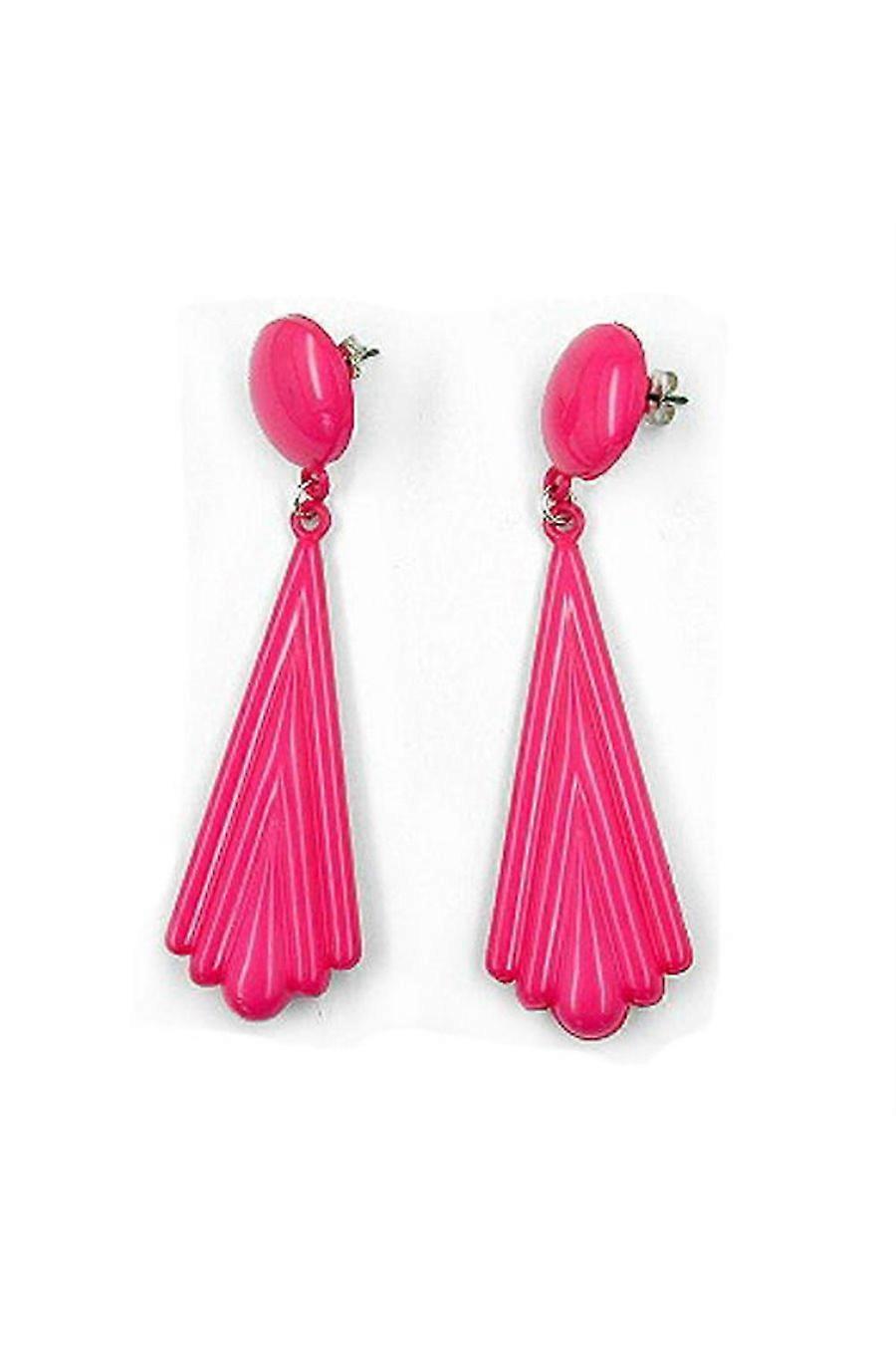 Earrings Pink Studs With Pendant - Gl00367