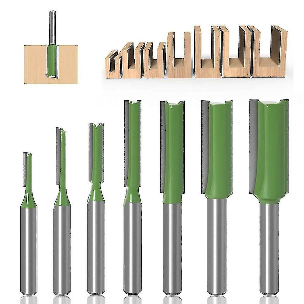 6mm Straight Router Bit Set - 7pcs Straight Edge Cutter Bits