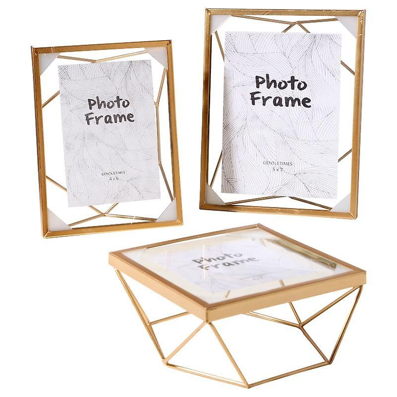 Set of 3 Photo Frame Metal Geometric Picture Frame