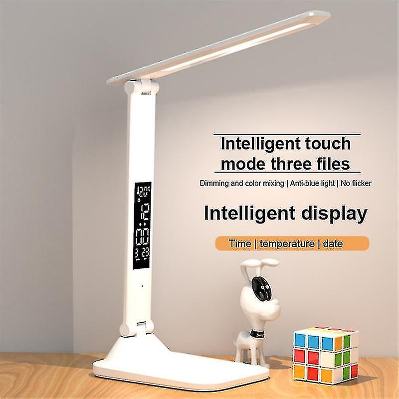 Desk Lamps Usb Dimmable Touch Foldable Table Lamp With Calendar Temperature Clock Night Lights For S