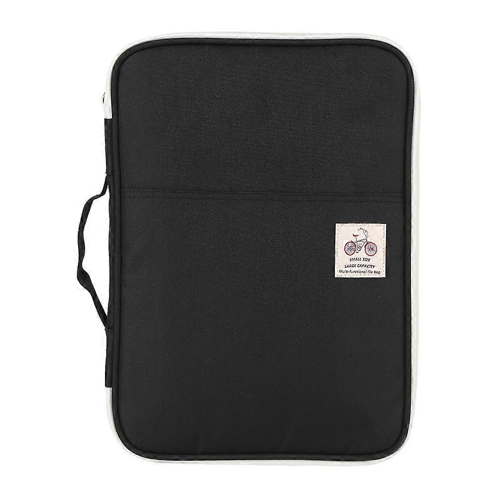 A4 Document Bag File Folder Portfolio Organizer Computer Notebook Zippered Case (Black)