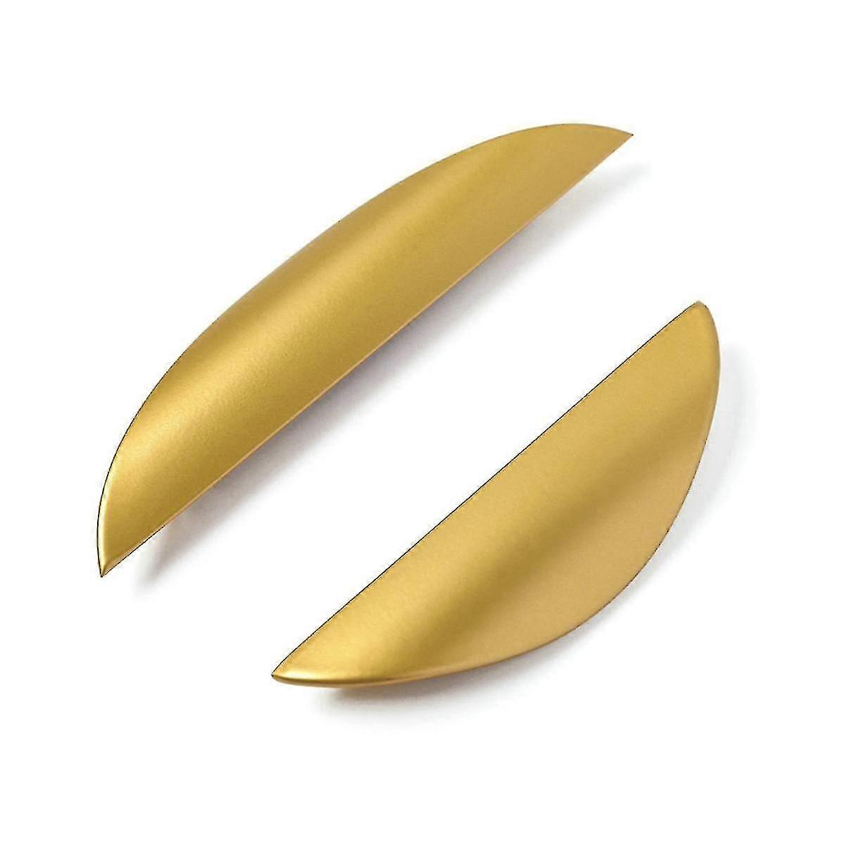 2Pcs Zinc Alloy Gold Concealed Handles Curved Drawer Half Moon Handles Invisible Concealed Tab Pull