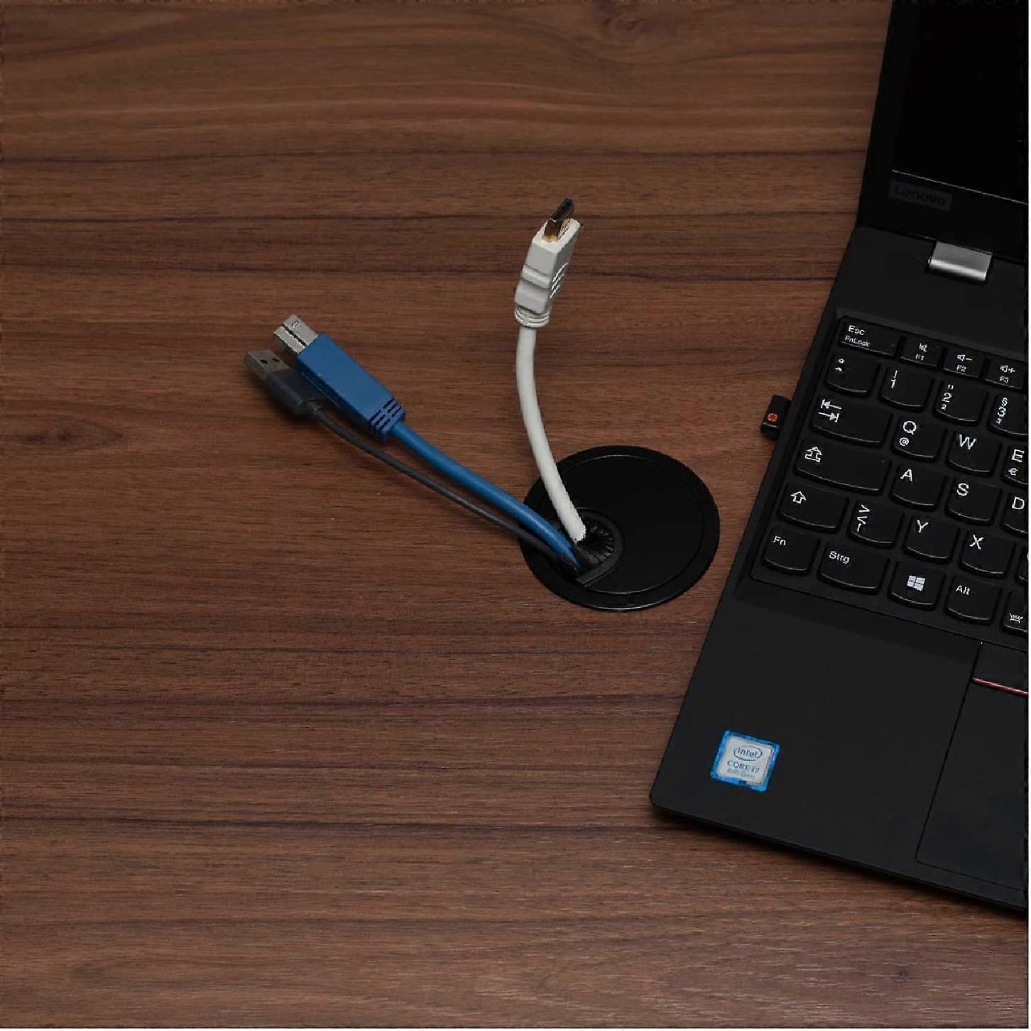 6 sets, round drilled table cable socket, black