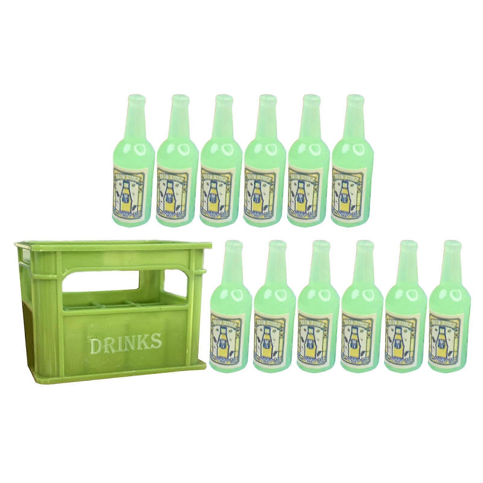 1 Set Bottle Model Set Realistic High Simulation Burr-free Drop-resistant Decoration Miniature Drink Bottle Frame Toy Set Doll House Supply