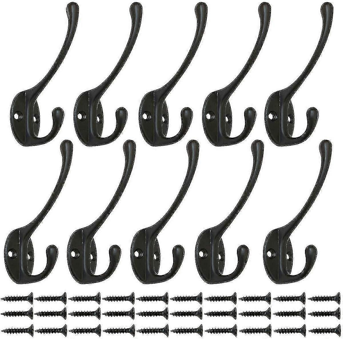 10pcs Vintage Black Closet Hooks